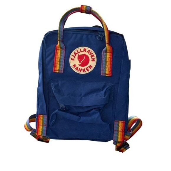 Fjallraven Kanken Mini Backpack Tote Cobalt Blue Rainbow 23621 Adjustable Straps - Picture 1 of 12